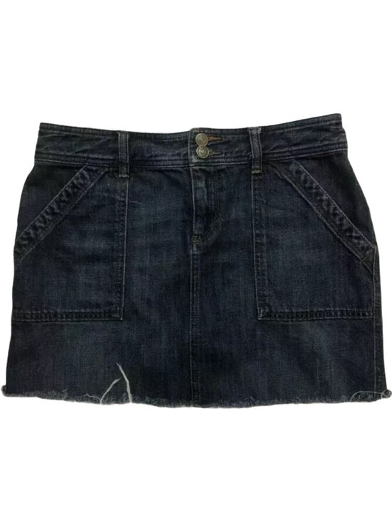 Ann Taylor Dresses & Skirts - Loft Ann Taylor Mini Skirt Denim Jean Size 4 Frayed Fringe Cutoff Distressed Rag